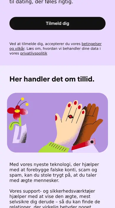 Badoo anmeldelse på mobilen: afsnittet «Her handler det om tillid» om teknologi mod falske konti, scam og spam