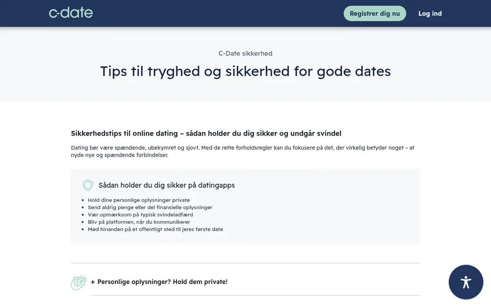 C-Date anmeldelse: sikkerhedssiden på c-date.dk med fem råd til tryg online dating