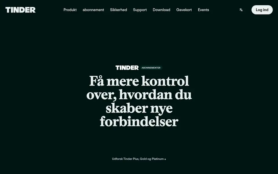 Tinder anmeldelse: Tinders danske side om abonnementerne Plus, Gold og Platinum